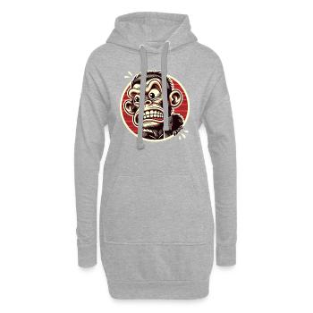 Gorille indigné et drôle en colère - Sweat-shirt à capuche long Femme - gris chiné - Devant