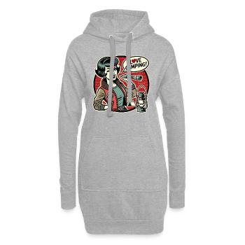 Retro Natur Mama – Ich liebe Camping - Hoodie-Kleid - Grau meliert - Vorne