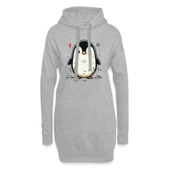 Einfach niedlich, Süßer kleiner Pinguin - Hoodie-Kleid - Grau meliert - Vorne