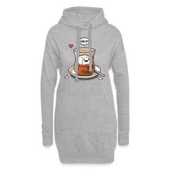 Zuckerwürfel in Not, Hilfe! – Türkischer Tee Spaß - Hoodie-Kleid - Grau meliert - Vorne