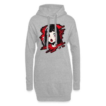 Fille de dessin animé - Sweat-shirt à capuche long Femme - gris chiné - Devant
