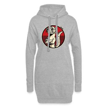 Une belette effrontée tire la langue - Sweat-shirt à capuche long Femme - gris chiné - Devant