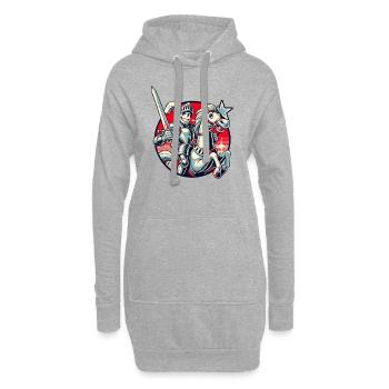 Mittelalterlicher Ritter auf seinem Pferd - Hoodie-Kleid - Grau meliert - Vorne