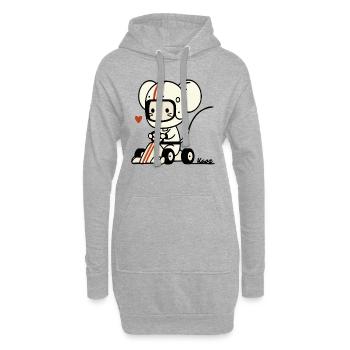 Go-Kart Maus-Rennfahrer - Hoodie-Kleid - Grau meliert - Vorne