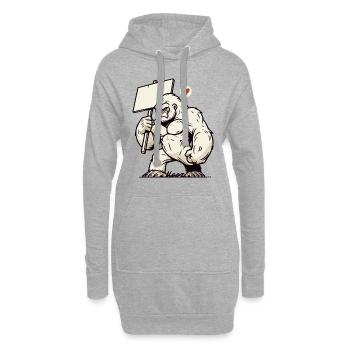 Gorille sauvage, votre texte sur une pancarte - Sweat-shirt à capuche long Femme - gris chiné - Devant