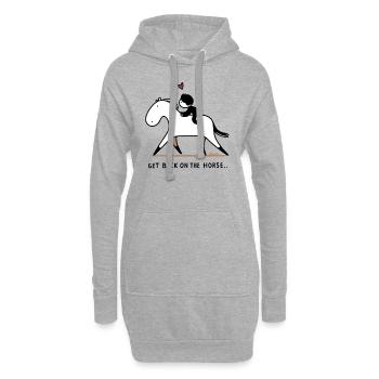 Motif d’équitation mignon, dos au cheval - Sweat-shirt à capuche long Femme - gris chiné - Devant