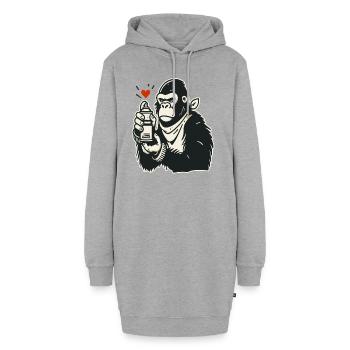 Graffiti Street Art Gorille avec Bombe aérosol - Sweat-shirt à capuche long Femme - gris chiné - Devant