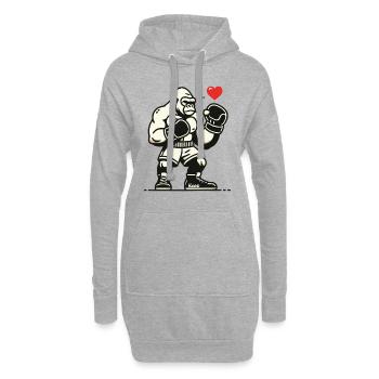 Boxer-Gorilla mit Herz - Hoodie-Kleid - Grau meliert - Vorne