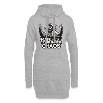 Prediger Gorilla, Manifestiere dein inneres Chaos - Hoodie-Kleid - Grau meliert - Vorne