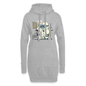 Wissenschaftler-Gorilla-Affe im Labor - Hoodie-Kleid - Grau meliert - Vorne