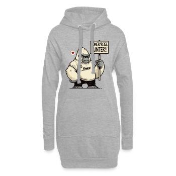 Manifestation de gorilles avec une pancarte : les prix du kebab baissent ! - Sweat-shirt à capuche long Femme - gris chiné - Devant