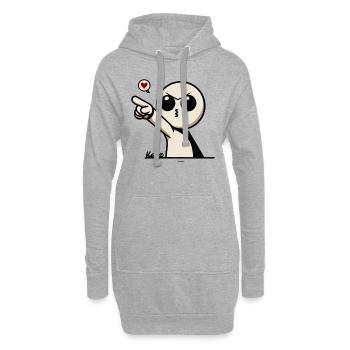 Süßes Cartoon-Männchen mit Herz - Hoodie-Kleid - Grau meliert - Vorne