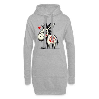 Rebellisch & Lustig: Anarchie Punk-Esel - Hoodie-Kleid - Grau meliert - Vorne
