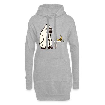 Bananen oder nicht? Gorilla mit Banane - Hoodie-Kleid - Grau meliert - Vorne