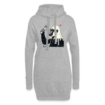 Artiste gorille, client avec pinceau et peinture - Sweat-shirt à capuche long Femme - gris chiné - Devant