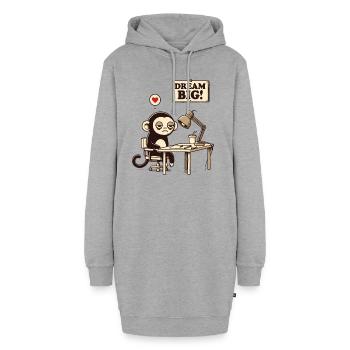 Singe démotivé au bureau avec « Dream Big » - Sweat-shirt à capuche long Femme - gris chiné - Devant