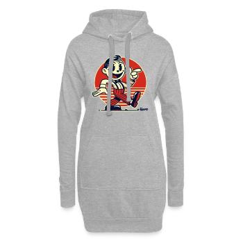 Homme de dessin animé rétro dans le style vintage - Sweat-shirt à capuche long Femme - gris chiné - Devant