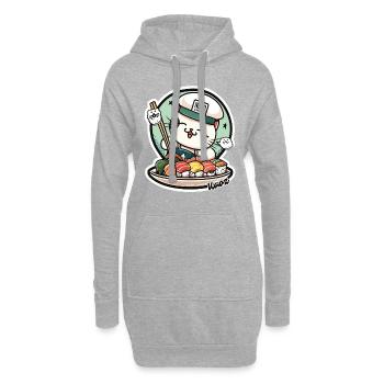 Neko Sushi Chef – Funny Cat Kitchen - Sweat-shirt à capuche long Femme - gris chiné - Devant