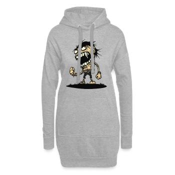 Homme des cavernes en colère affamé - Sweat-shirt à capuche long Femme - gris chiné - Devant