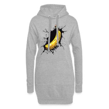 Une banane brise le mur - Sweat-shirt à capuche long Femme - gris chiné - Devant