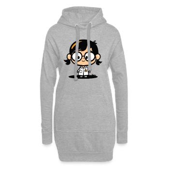 Scientifique mignon – Blouse de laboratoire et lunettes - Sweat-shirt à capuche long Femme - gris chiné - Devant