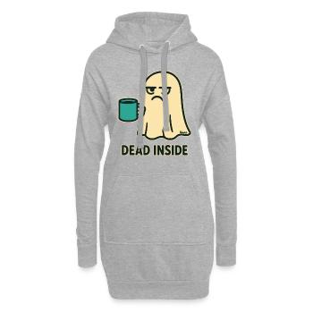 Geist mit Kaffee und innerlich totem Blick - Hoodie-Kleid - Grau meliert - Vorne