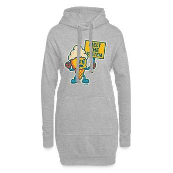 Glace rebelle avec « Melting the System » - Sweat-shirt à capuche long Femme - gris chiné - Devant