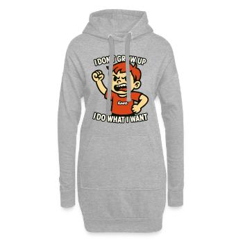 Ich werde nicht erwachsen. Ich mach, was ich will. - Hoodie-Kleid - Grau meliert - Vorne