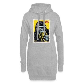 Gorille mange des nouilles – Timbre de bande dessinée - Sweat-shirt à capuche long Femme - gris chiné - Devant