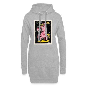 Wütendes Einhorn als Comic-Briefmarke - Hoodie-Kleid - Grau meliert - Vorne