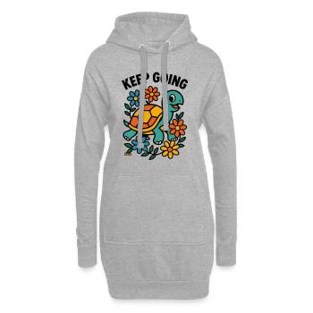 Tortue motivante avec des fleurs - Sweat-shirt à capuche long Femme - gris chiné - Devant