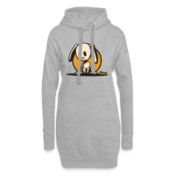 Nachdenklicher Hase – stilles Cartoon-Motiv - Hoodie-Kleid - Grau meliert - Vorne