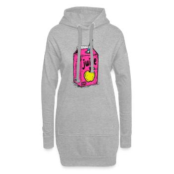 Knalliger Apfelsaft – Eine Packung Pop Art Saft - Hoodie-Kleid - Grau meliert - Vorne