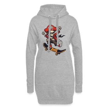 Skateboard Pirate Squelette avec chapeau rouge - Sweat-shirt à capuche long Femme - gris chiné - Devant