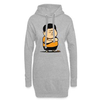 Bockiger Junge mit verschränkten Armen und Schmoll - Hoodie-Kleid - Grau meliert - Vorne