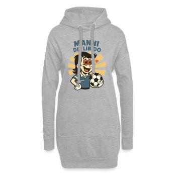Manni schaut verliebt und hält einen Fußball - Hoodie-Kleid - Grau meliert - Vorne