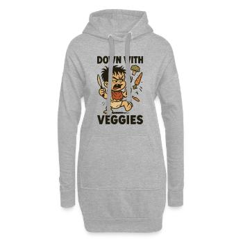 Wütendes Kind mit Besteck und Gemüse - Hoodie-Kleid - Grau meliert - Vorne