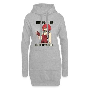 Comic Frau mit rotem Outfit und Spruch - Hoodie-Kleid - Grau meliert - Vorne