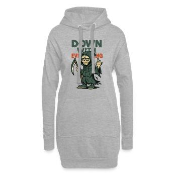 Faucheuse montrant le majeur avec du texte - Sweat-shirt à capuche long Femme - gris chiné - Devant
