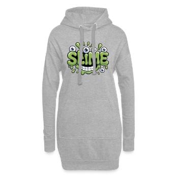 Schleim mit Augen und breitem Grinsen - Hoodie-Kleid - Grau meliert - Vorne