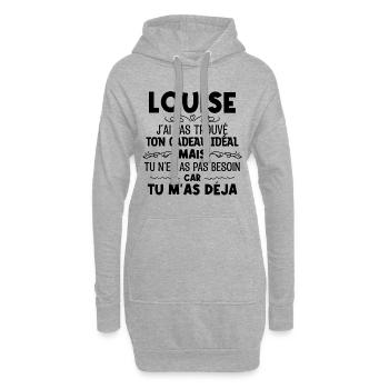 Louise J'ai Pas Trouvé Ton Cadeau Idéal Mais Tu... - Sweat-shirt à capuche long Femme - gris chiné - Devant