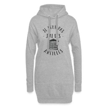 Je peux pas j'ai des abeilles, humour d'apiculteur - Sweat-shirt à capuche long Femme - gris chiné - Devant
