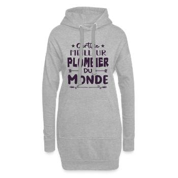 CERTIFIÉ MEILLEUR PLOMBIER DU MONDE - Sweat-shirt à capuche long Femme - gris chiné - Devant