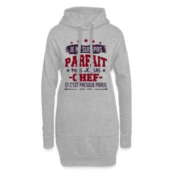 Je Ne Suis Parfait Mais Je Suis Chef - Sweat-shirt à capuche long Femme - gris chiné - Devant