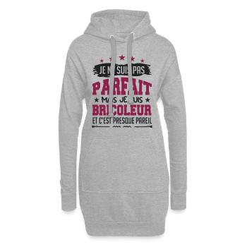 Je Ne Suis Parfait Mais Je Suis Bricoleur - Sweat-shirt à capuche long Femme - gris chiné - Devant