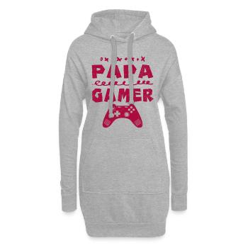 papa Gamer | cadeau idée - Sweat-shirt à capuche long Femme - gris chiné - Devant