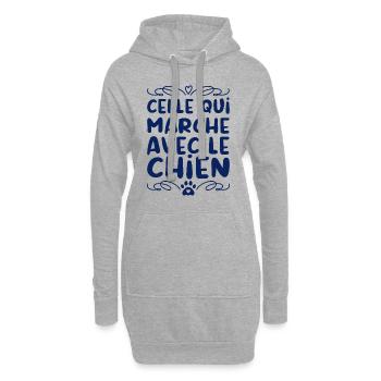 celle qui marche avec le chien - Sweat-shirt à capuche long Femme - gris chiné - Devant