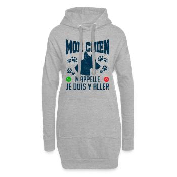Mon CHIEN m'appelle pour cadeau - Sweat-shirt à capuche long Femme - gris chiné - Devant