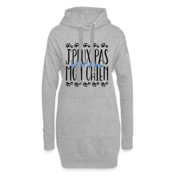 j'peux pas mon chien veut pas - Sweat-shirt à capuche long Femme - gris chiné - Devant