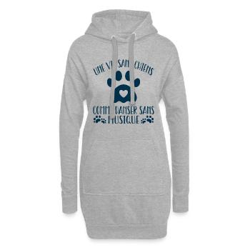 une vie sans chien c'est comme danser sans musique - Sweat-shirt à capuche long Femme - gris chiné - Devant